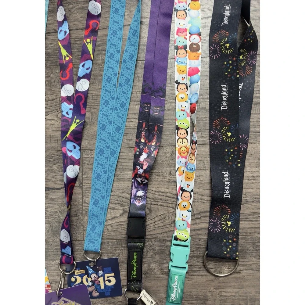 Disney Pin Trading Lanyard Lot of 9 Villains Star Wars Moana Bottle Holder